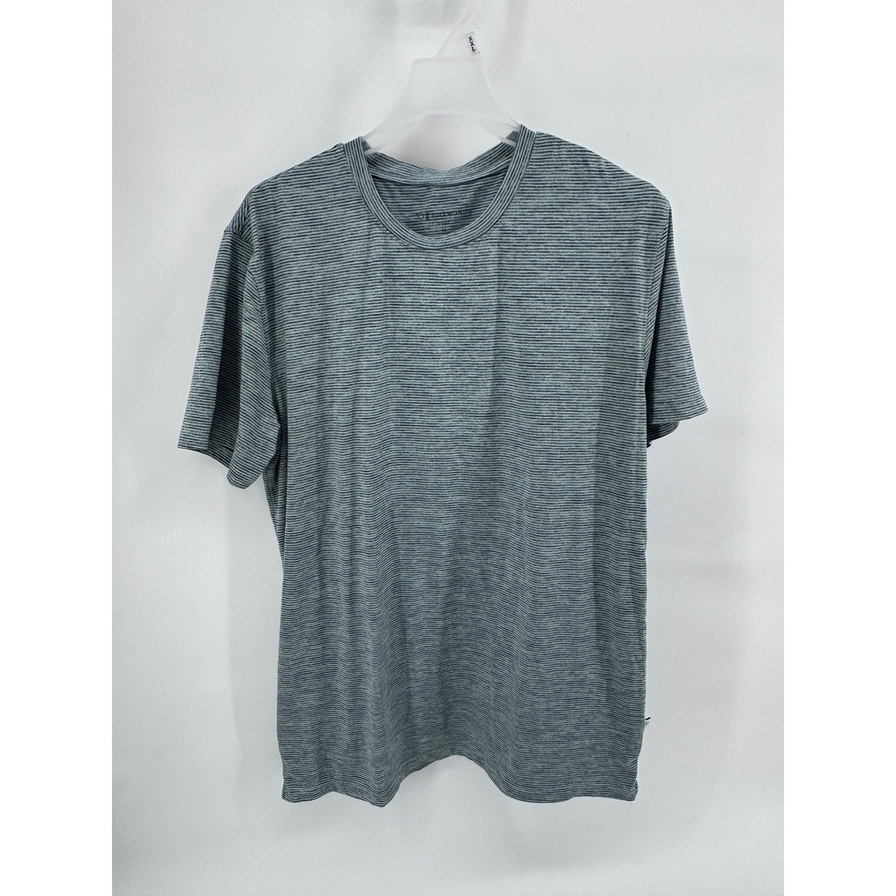 7 Diamonds Core Mens Grey Blue Micro Stripe Active T-Shirt Size M Stretch
